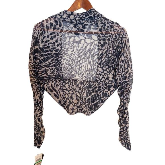 Vintage Y2K Love Tease NWT Animal Print Sheer Ruched Long Sleeve Shrug Large - Picture 6 of 9